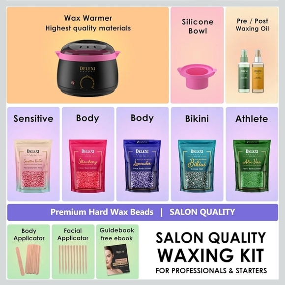💅 Delexi Premium Waxing Kit - Smart-Heat Wax Warmer 41 Piece Set - Picture 3 of 8